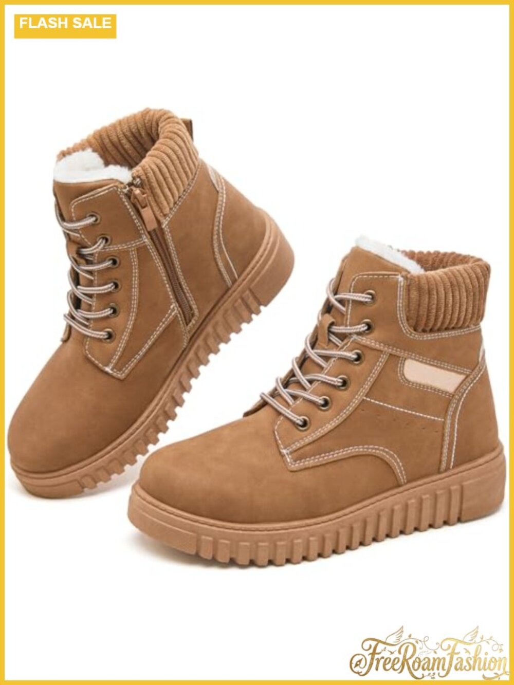 Waterproof Faux Leather Ankle Boots with Zipper Non Slip Winter Outdoor
